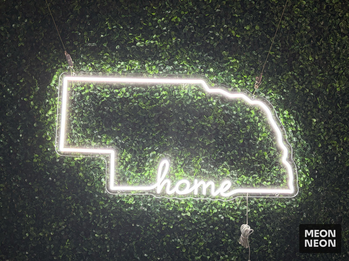 Nebraska LED Neon Sign, real photo of a finished Meon Neon sign, lit