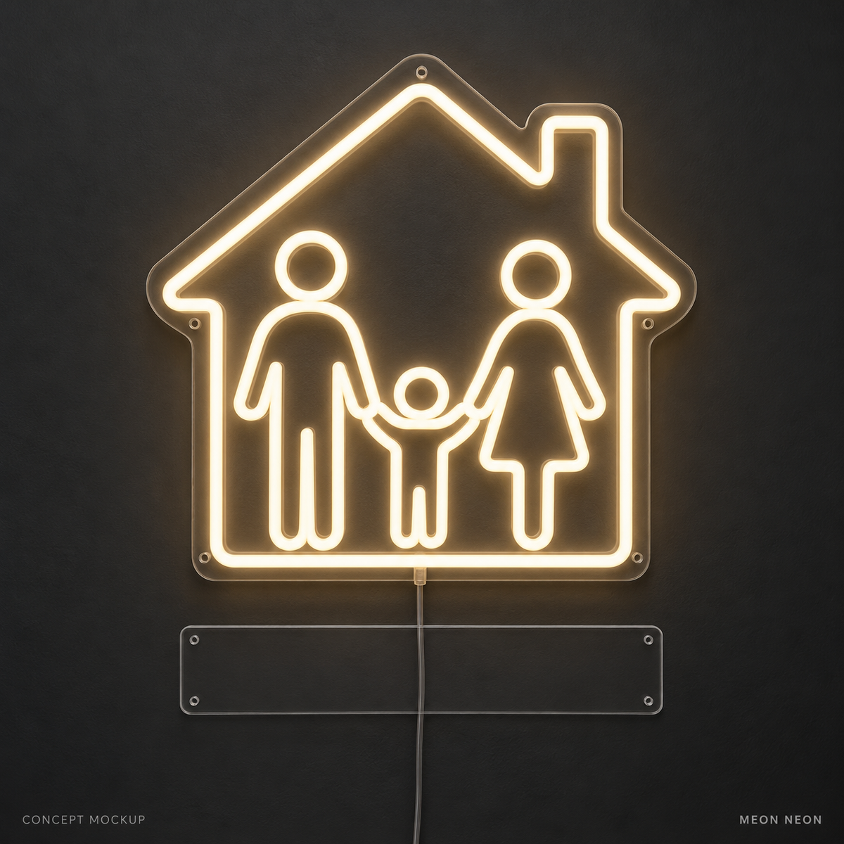 Personalized Family House Warm White LED neon concept mockup