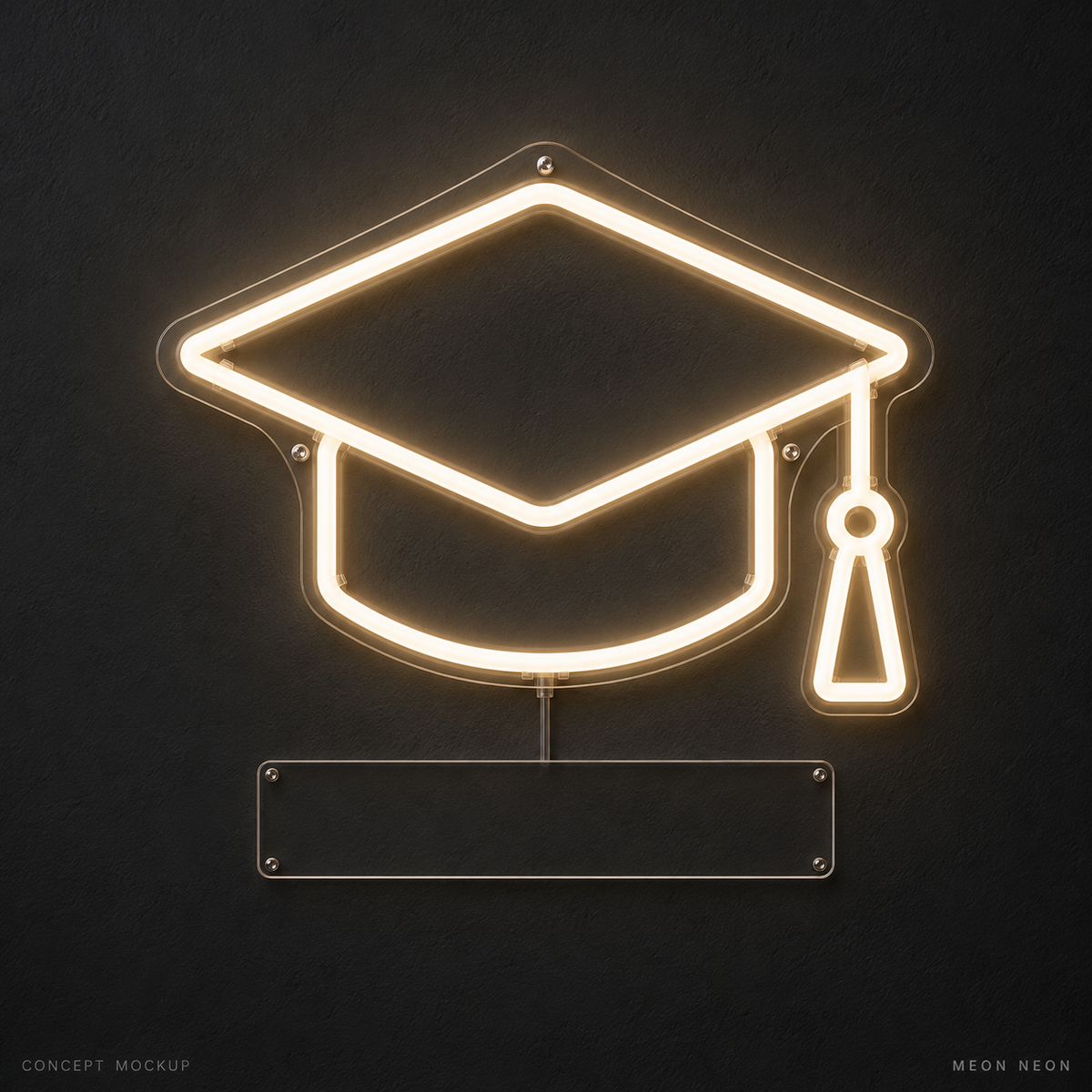 Personalized Graduate Cap Warm White LED neon concept mockup