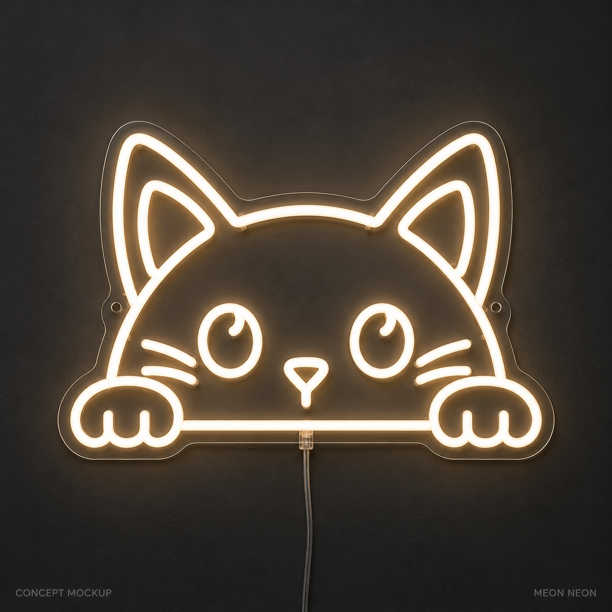 Cat Peek Warm White LED neon concept mockup
