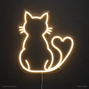 Cat Tail Heart Warm White LED neon concept mockup