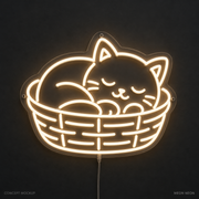 Cat Nap Basket Warm White LED neon concept mockup
