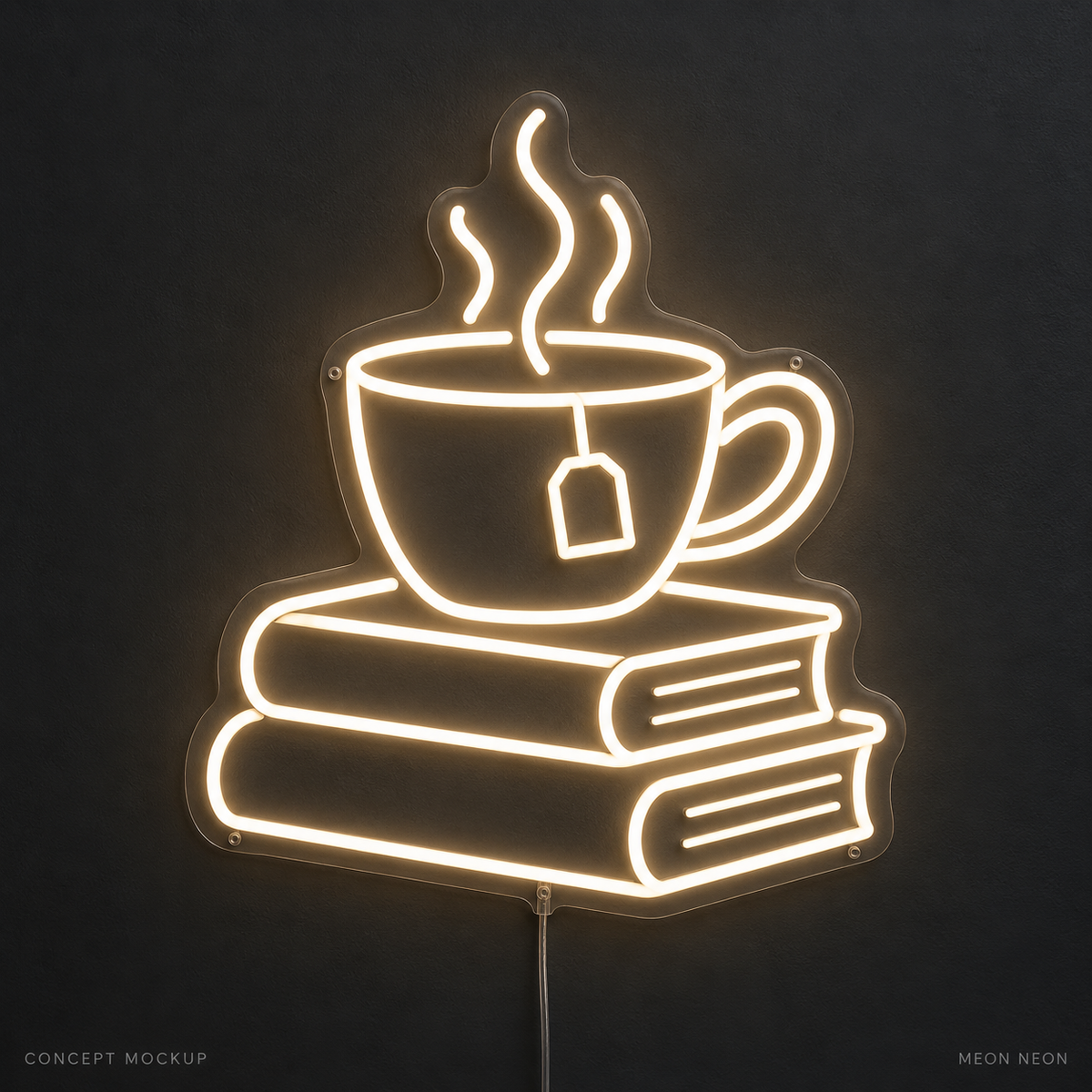 Tea and Chapter Warm White LED neon concept mockup