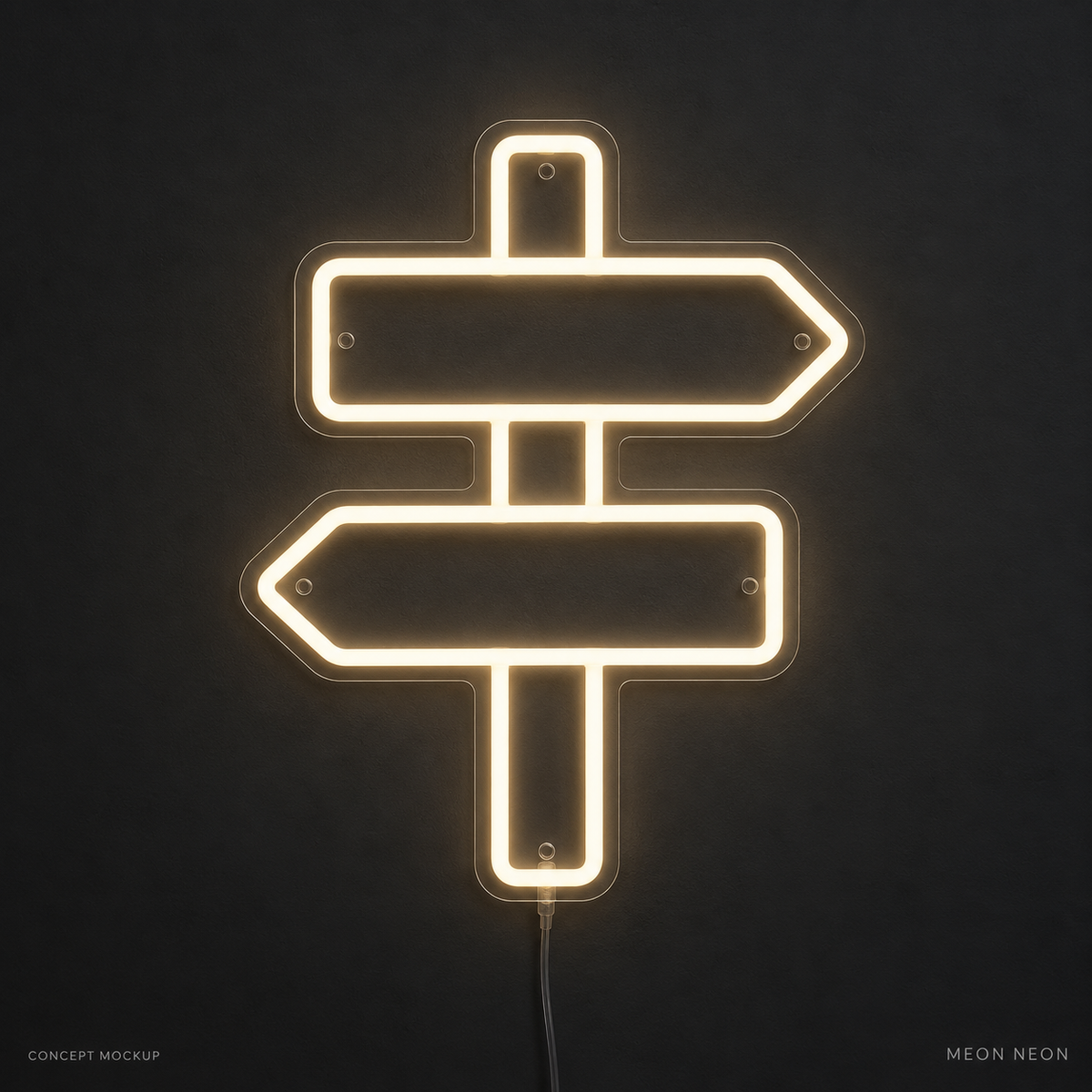 Trail Signpost Warm White LED neon concept mockup