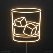 Whiskey Rocks Warm White LED neon concept mockup