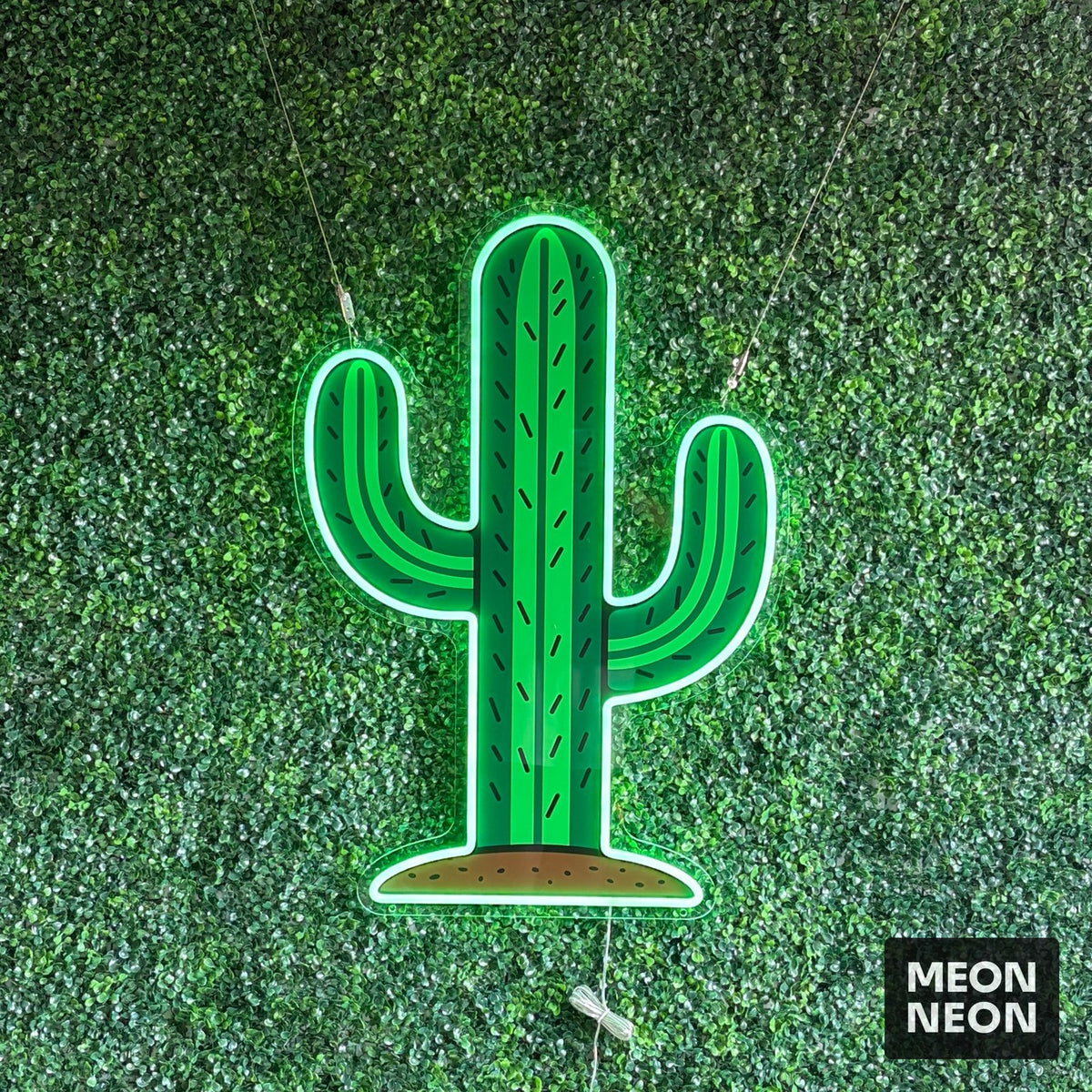 Spiky Cactus Icon LED Neon Sign, real photo of a finished Meon Neon sign, lit