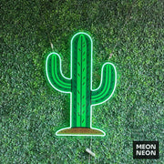 Spiky Cactus Icon LED Neon Sign, real photo of a finished Meon Neon sign, lit